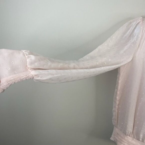 WHBM High Neck Top Womens 6 Coquette Smocked Romantic Swiss Dot Dainty Blouse - Picture 7 of 11